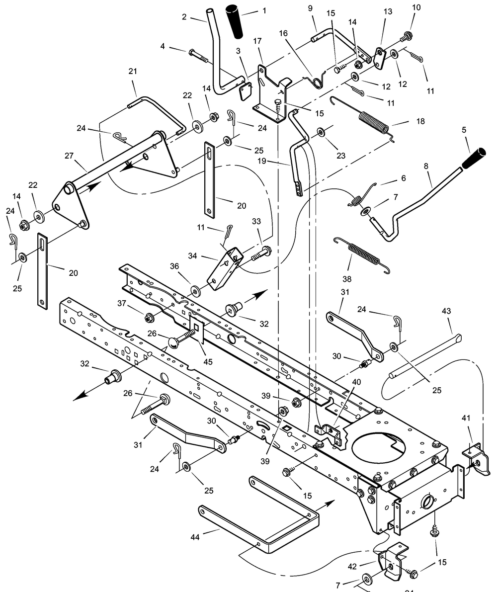 Mower Housing Suspension Diagram and Parts List for 405000X31A 2003 Briggs and Stratton Lawn Tractor